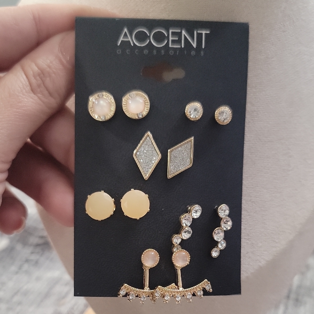 Fairycore Sryle Accent Gold and Silver Tone Earring Set
